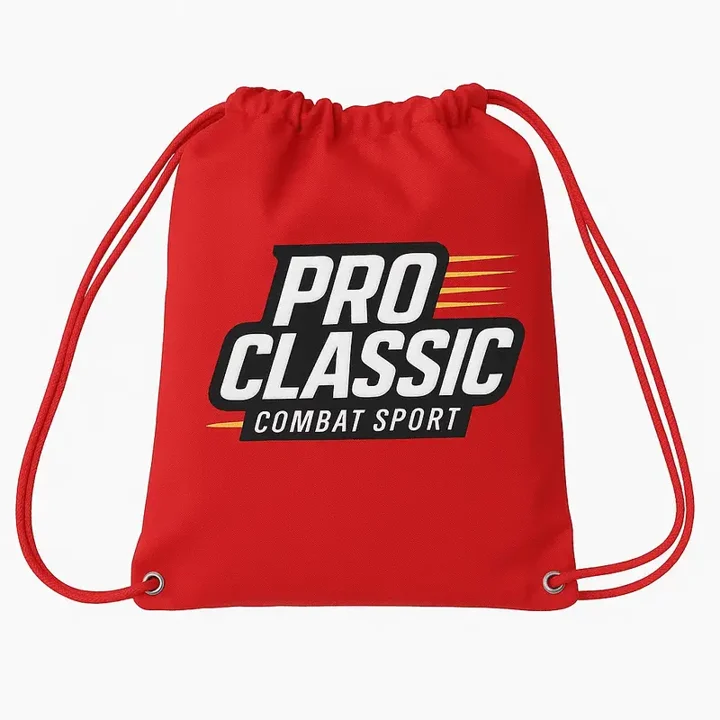Custom red BJJ Gi bag by OEM manufacturer with drawstring closure
