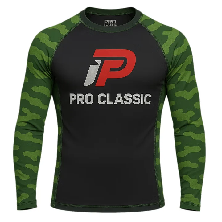 Men’s rash guard supplier in Pakistan showcasing athletic compression wear for BJJ and MMA