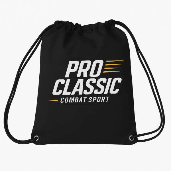 Black BJJ Gi bag with drawstring design by custom gear manufacturer